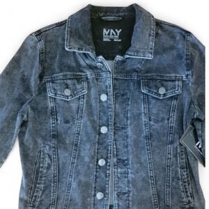 NWT Marc New York Charcoal Acid Wash Stretch Denim Jacket Size Small